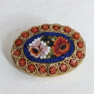 Vintage micro mosaic Italian two roses
